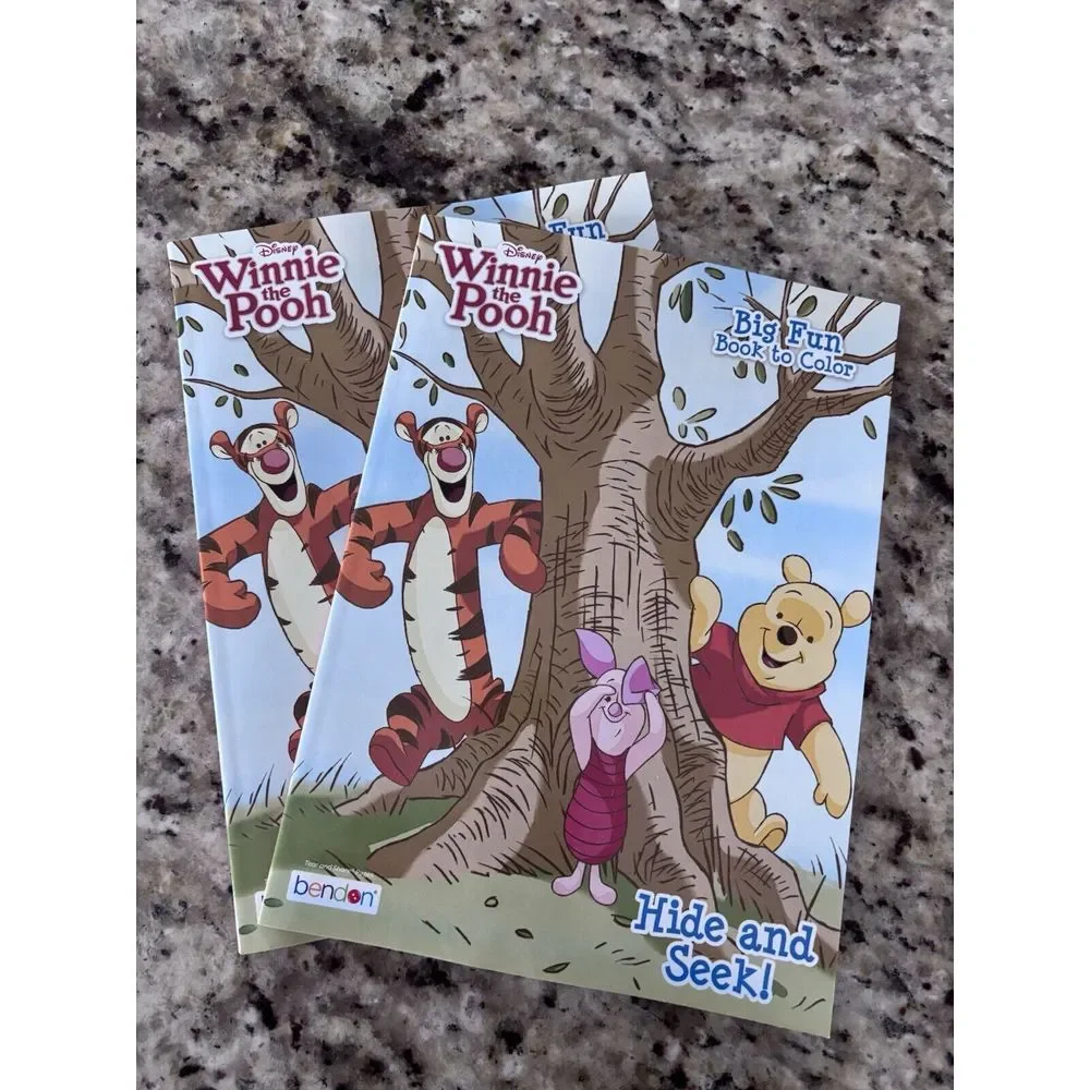 2 Brand New Winnie T Pooh, Big‎ Fun Book To Color Hide &seek 2803 Coloring Book